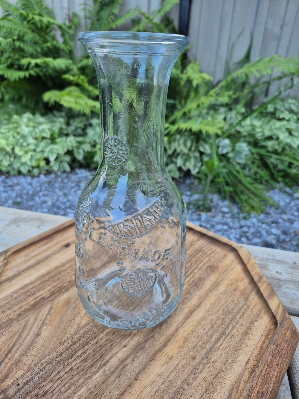 Vintage Clear Glass Lemonade Carafe | Embossed Lemon Pattern 9.5"